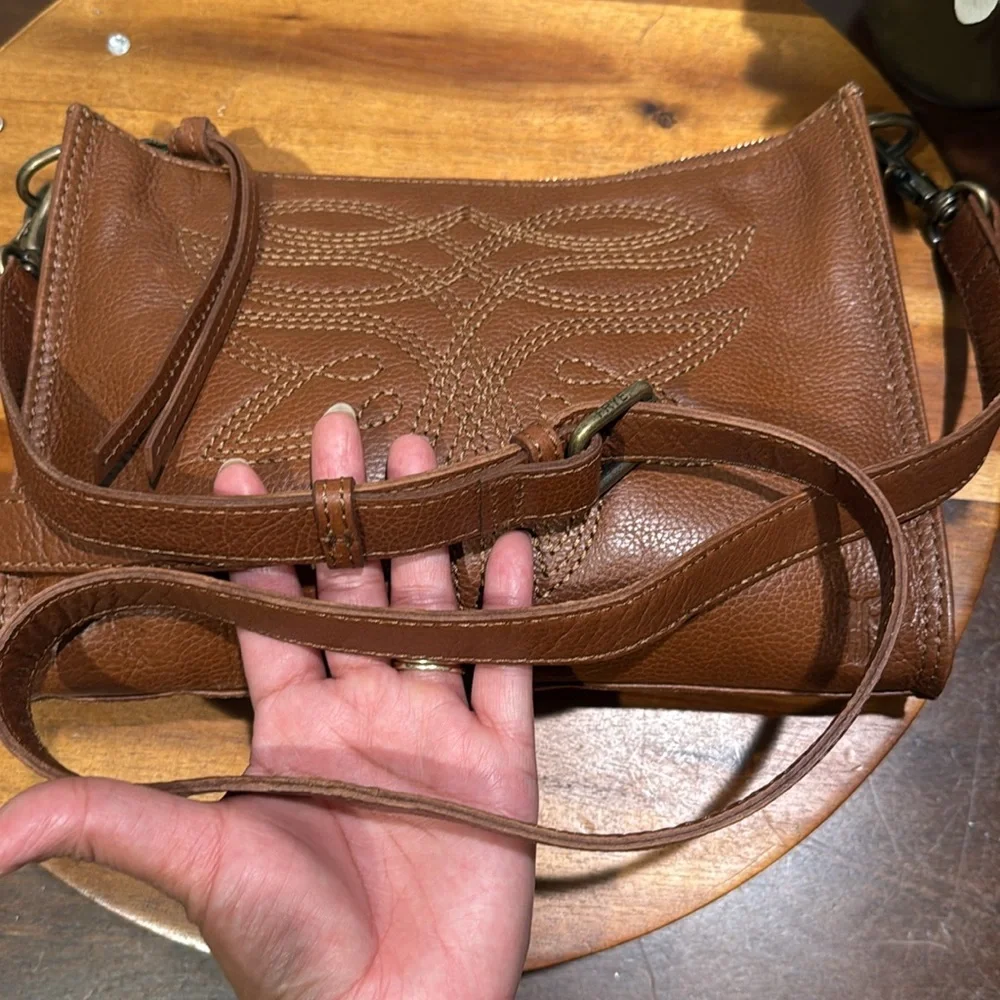 FRYE Charlene Embroidered Crossbody Bag in Cognac - Picture 12 of 12